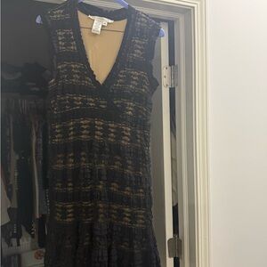 Studio M Black and Tan Lace Maxi Dress